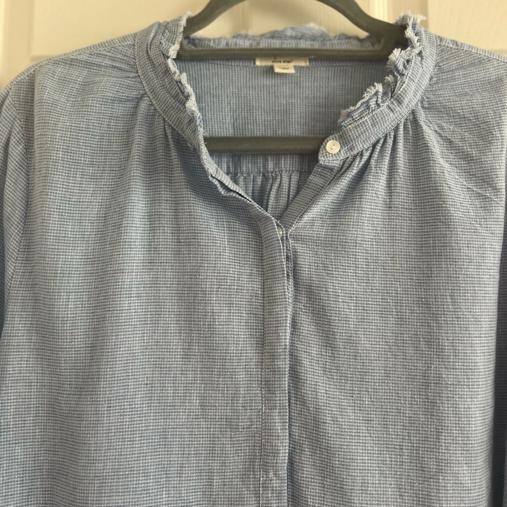 Dylan Tunic With Fray Ruffles. Hi/Lo. EUC. Size XS. Cotton/Linen blend. - Picture 5 of 9